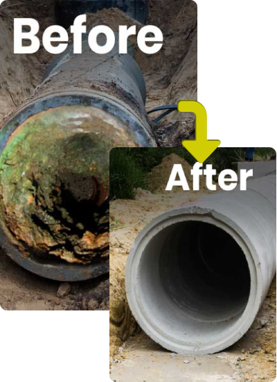 before after sewer cleaning
